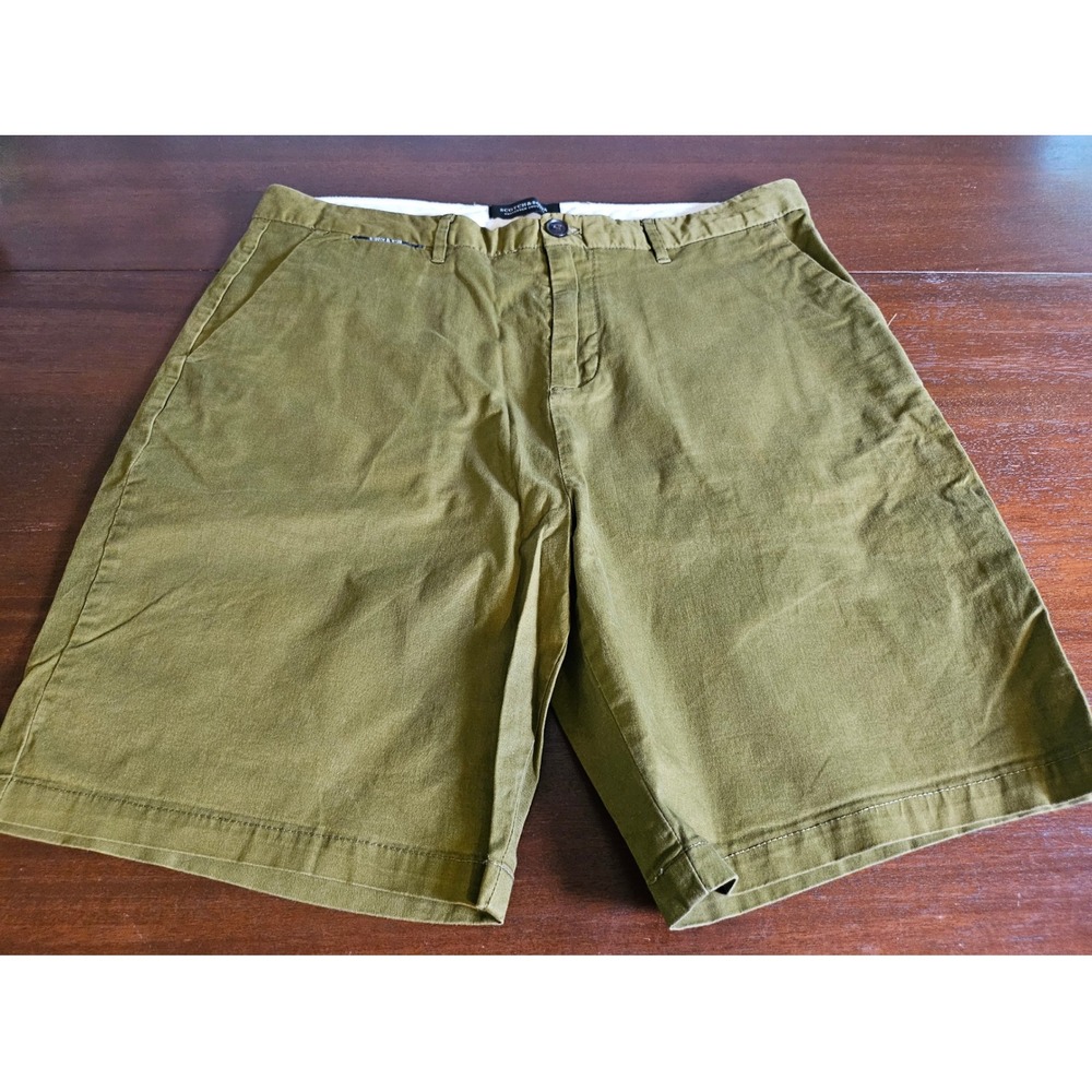 Scotch & Soda Chino Shorts Mens 34 Olive Green Amsterdam Couture Twill